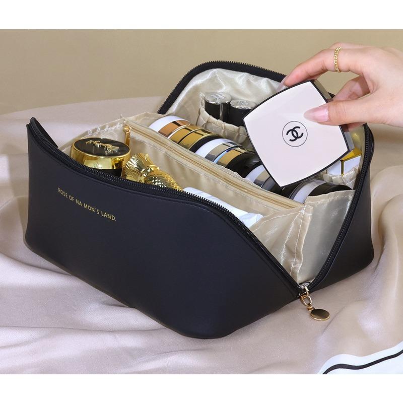 2024 New Portable Cosmetic Bag Organizer, Large Capacity Travel Multifunctional Princess Cosmetic Bag Travel Bag, Large Capacity Women's Cosmetic Bag, Waterproof Carrying Bag, Open Flat Bottom Cosmetic Bag with Compartments, Cosmetic Organizer with Handle