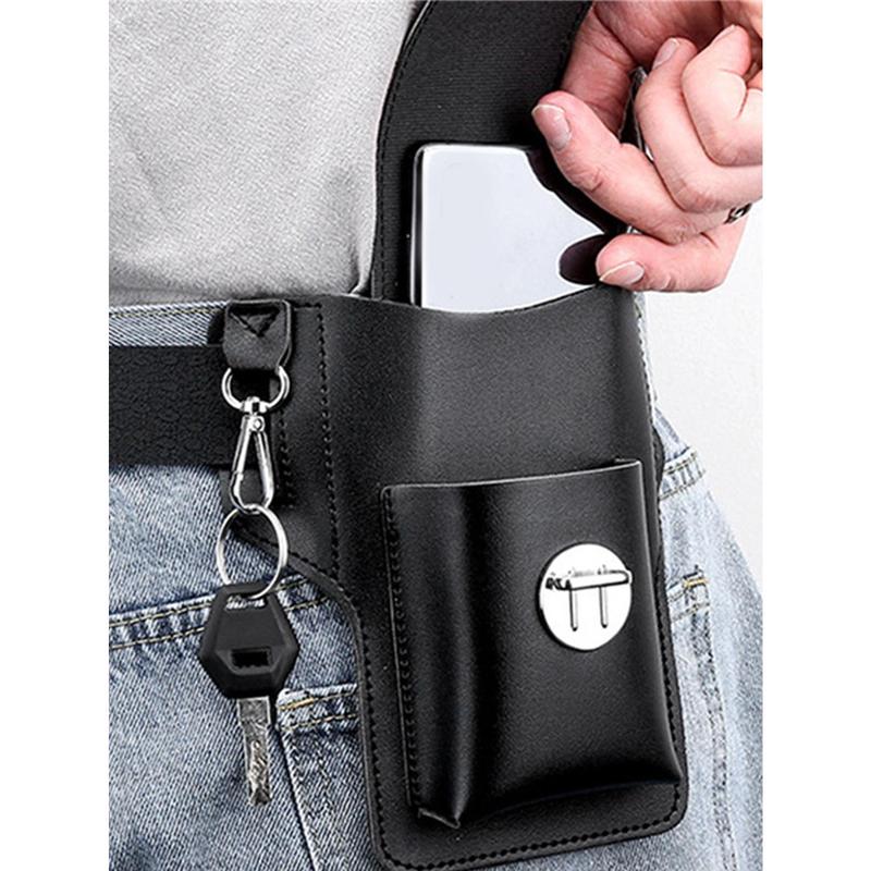 Multifunctional Leather Fanny Pack Phone Belt Bag Retro Men's Bag Cellphone Loop Holster Phone Pouch Wallet Phone Case Fathers Day Gifts Dad College Bag