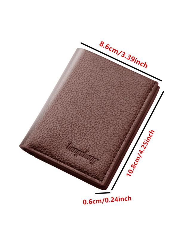 Men's Textured PU Leather Bifold Wallet, Letter Embossed Decorative Short Wallet, Autumn And Winter Business Fashion Plain Wallet