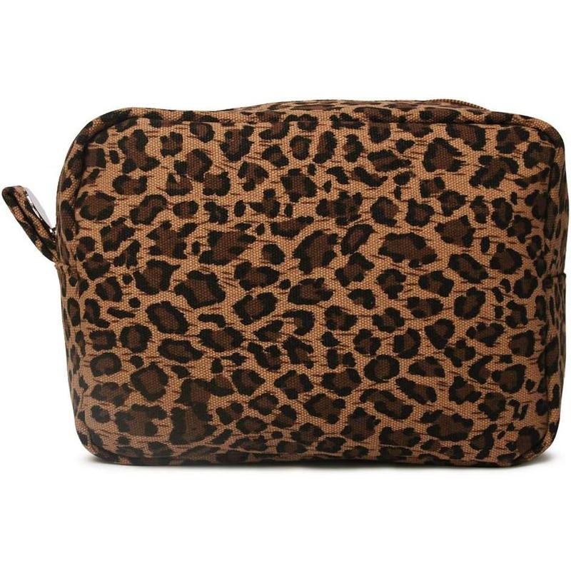 Leopard  Bags Big  Print Makeup Bag Lightweight Canvas Travel Toiletry Purses Accessories Organizer Pouch Gifts for Women