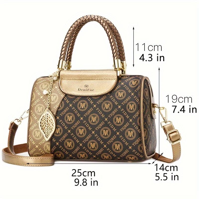 Elegant Fashion Women's Bag Set, 3-Piece European Style Tote and Wallet Combo, Geometric Pattern Faux Leather Handbag with Zip Closure, Polyester Lined Purse Set with Golden Accents