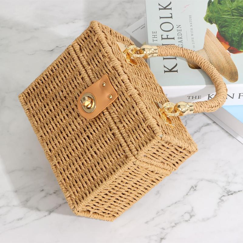 Women's Rattan Handbags Woven Tote Bag Crossbody Bag Fashion Handle Bags for All Seasons