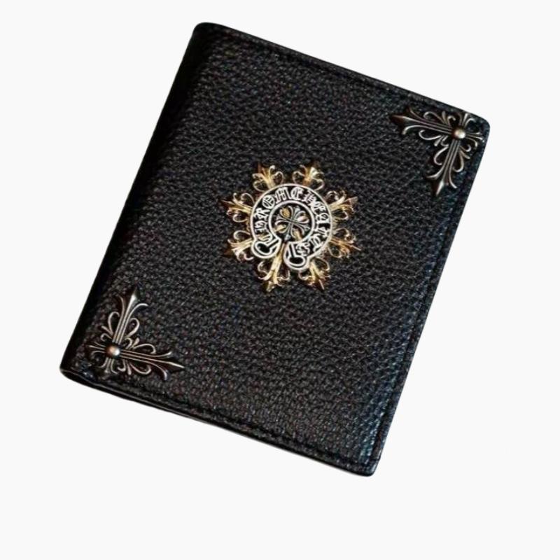 FULL BOX NEW Chrome Hearts Vertical Folding Wallet - High Quality PU Leather with Waterproof and Scratch Resistant Design - Men Wallet Gift for Him