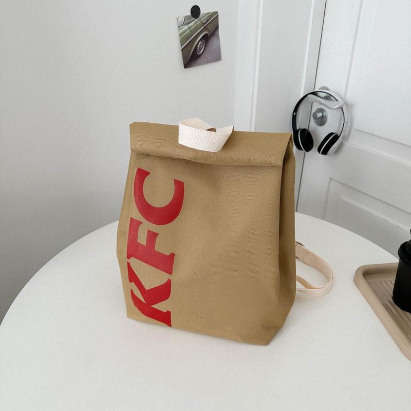 Funny McDonald's KFC and Starbucks Backpack Creative Canvas Backpacks Shoulder Bag Set Casual Knapsack For Men Women