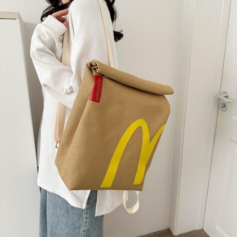 Funny McDonald's KFC and Starbucks Backpack Creative Canvas Backpacks Shoulder Bag Set Casual Knapsack For Men Women