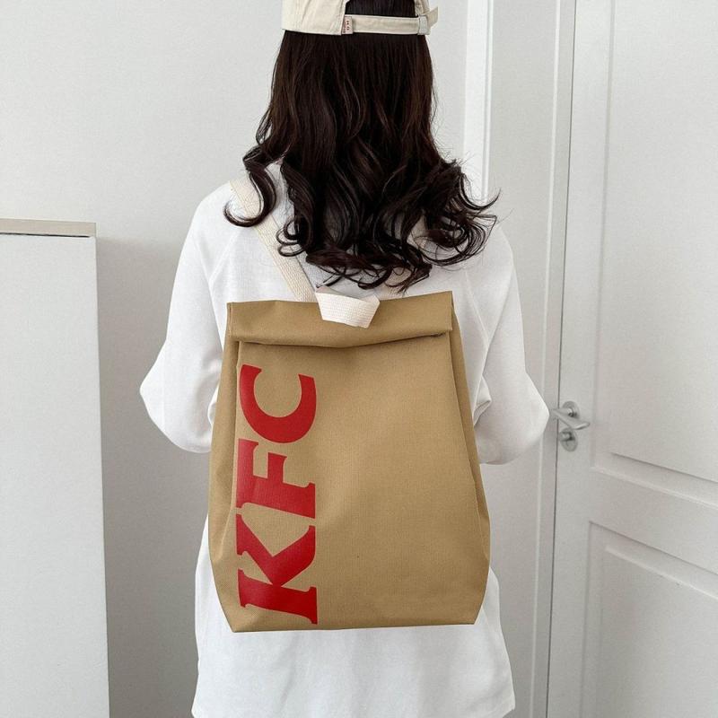 Funny McDonald's KFC and Starbucks Backpack Creative Canvas Backpacks Shoulder Bag Set Casual Knapsack For Men Women