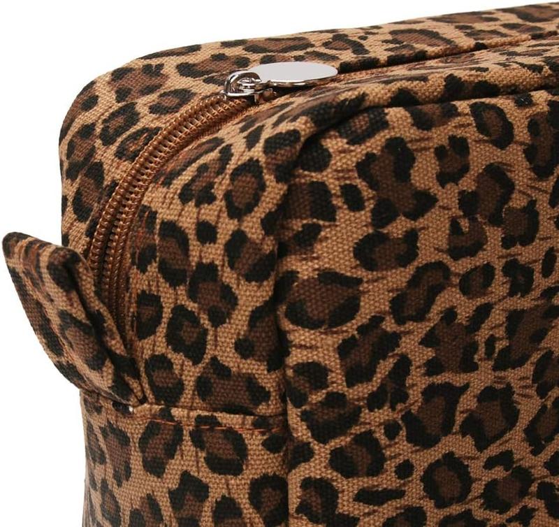 Leopard  Bags Big  Print Makeup Bag Lightweight Canvas Travel Toiletry Purses Accessories Organizer Pouch Gifts for Women