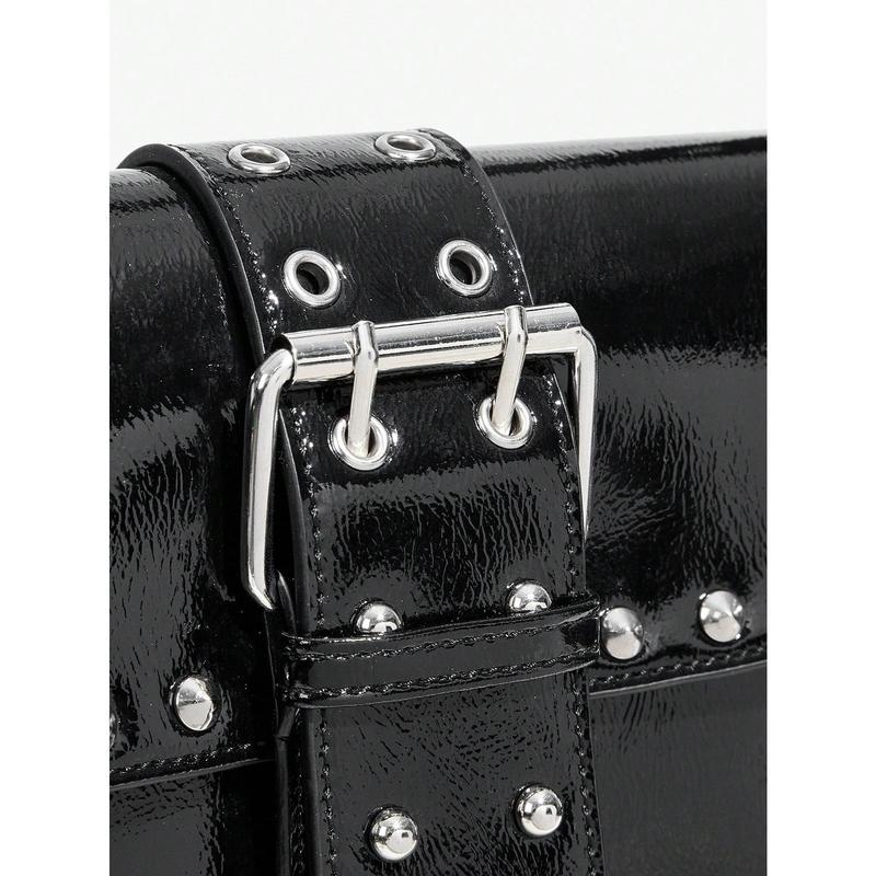 Fashionable Black Stud Shoulder Bag For Women, Versatile, Shopping Bag, Cool, Street Bag, Teenagers