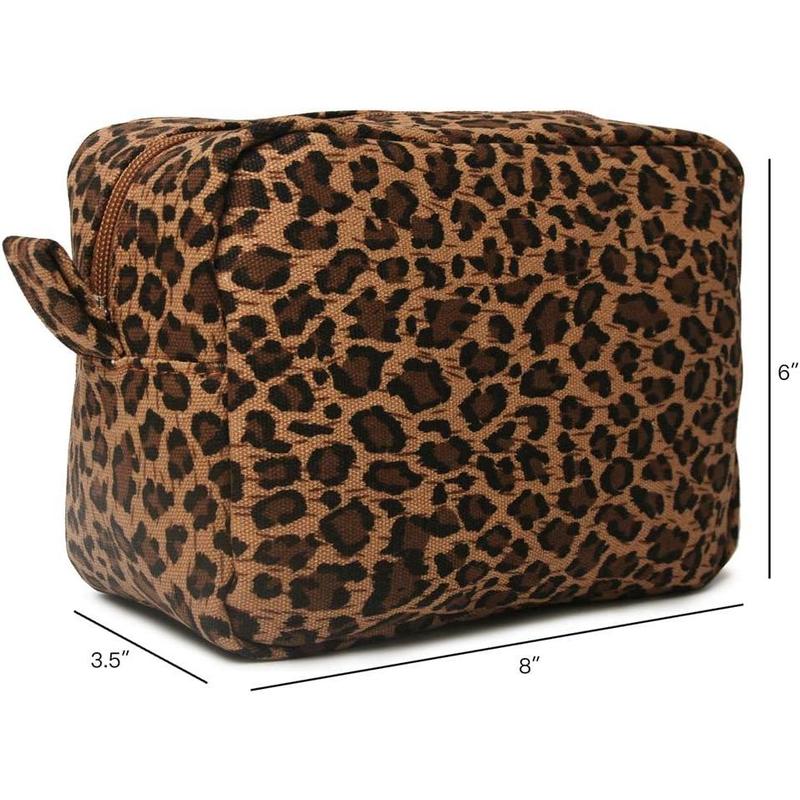 Leopard  Bags Big  Print Makeup Bag Lightweight Canvas Travel Toiletry Purses Accessories Organizer Pouch Gifts for Women