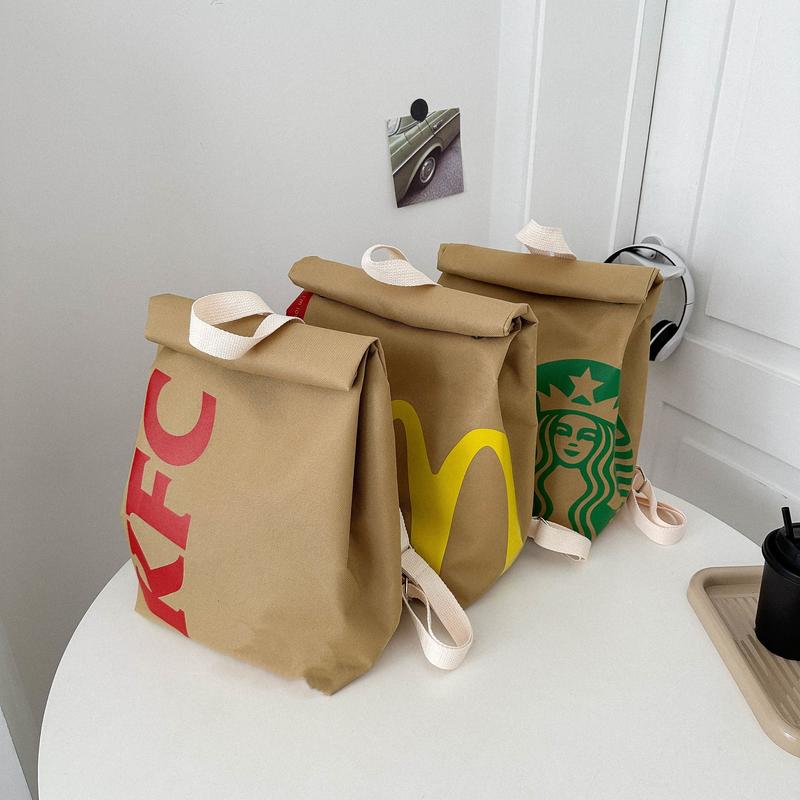 Funny McDonald's KFC and Starbucks Backpack Creative Canvas Backpacks Shoulder Bag Set Casual Knapsack For Men Women