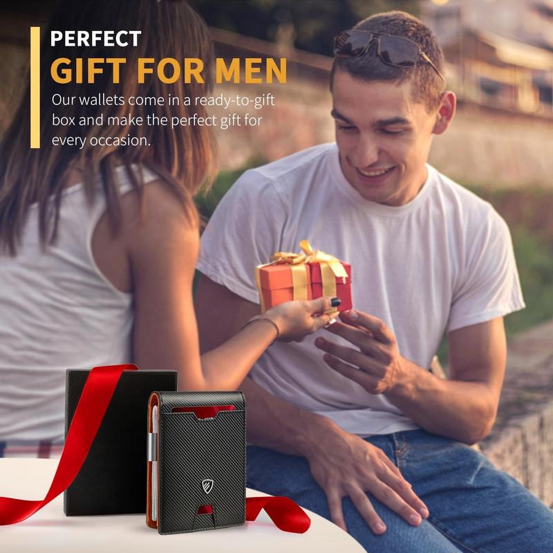 Mens Slim Wallet with  Clip RFID Blocking Bifold Credit Card Holder for Men with Gift Box