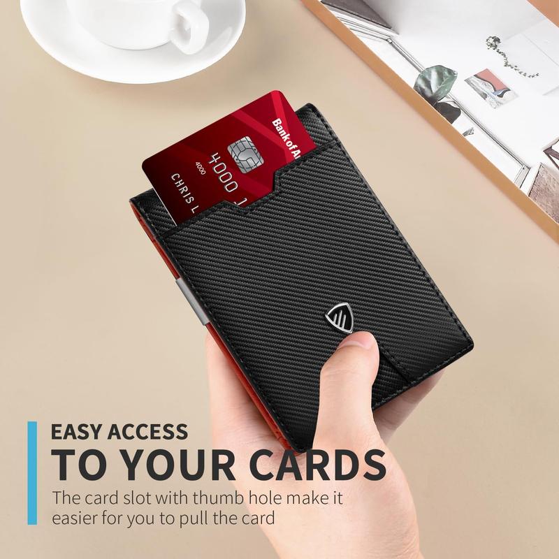 Mens Slim Wallet with  Clip RFID Blocking Bifold Credit Card Holder for Men with Gift Box