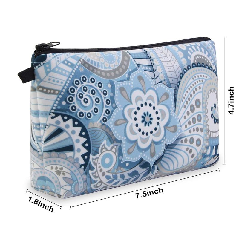 Makeup Bag 6 Styles Portable Travel  Bag for Women Flower Patterns Zipper Pouch Sloth Gifts Makeup Pouch with Black Zipper (6 packs)