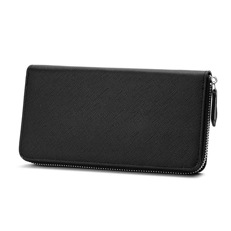 Cross pattern zipper hand-held men's wallet Large capacity long wallet for men and women