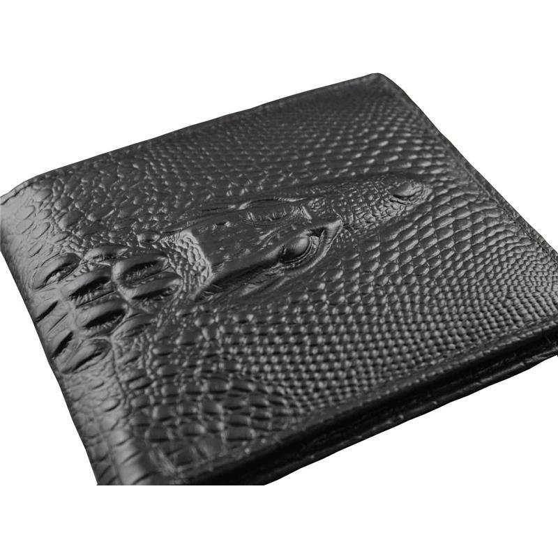 Crocodile Alligator Head Real Leather Men Bifold Slim Coin bill Wallet Purse