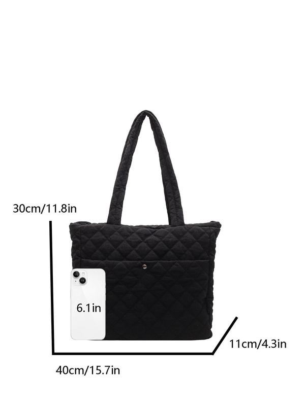 Women's Quilted Tote Bag, Fashionable Large Capacity Shoulder Bag for Daily Used, Casual Trendy Versatile High-quality Daily Commuting Bag, Girl Fashionable Shopping Bag