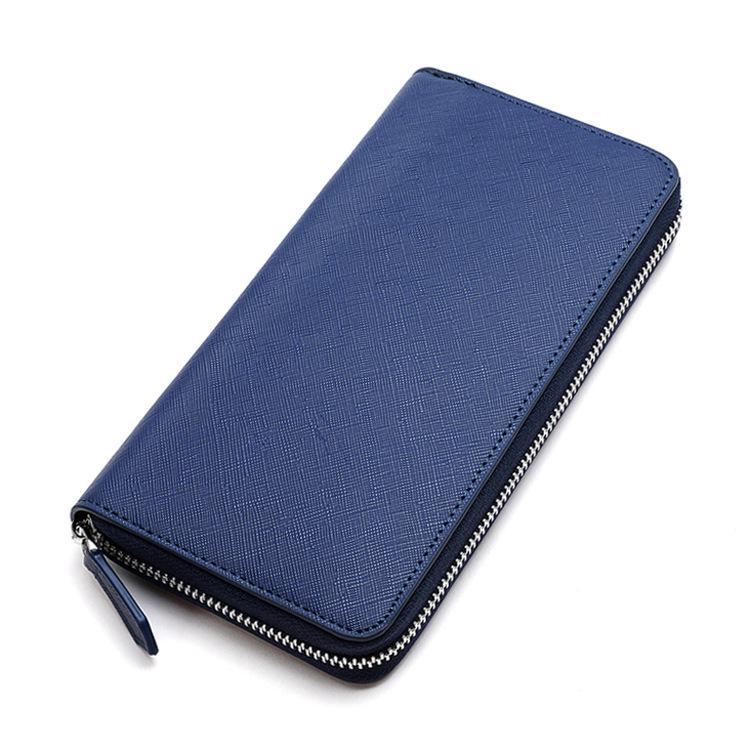 Cross pattern zipper hand-held men's wallet Large capacity long wallet for men and women