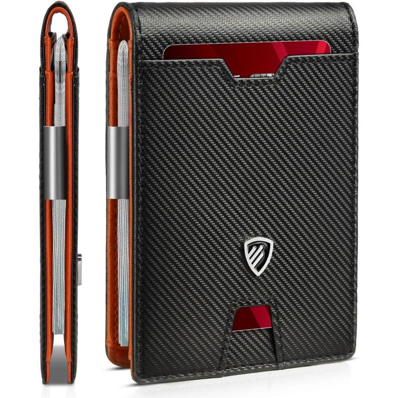 Mens Slim Wallet with  Clip RFID Blocking Bifold Credit Card Holder for Men with Gift Box