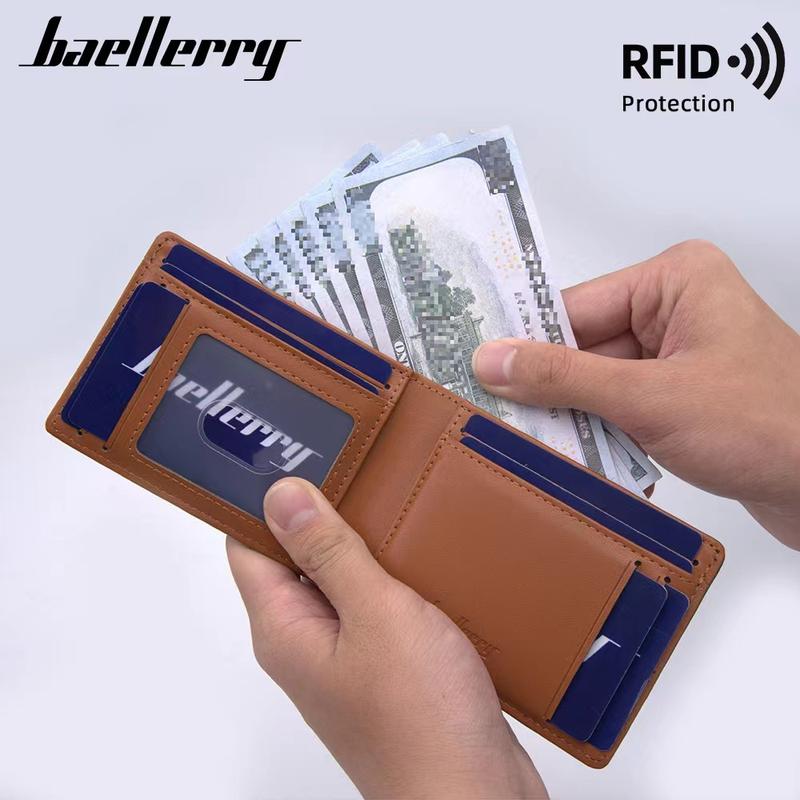 Men's Summer Casual Plain Plaid Textured Pu Leather Wallet, Summer Multi Card Slot Card Holder, Minimalist Plain Wallet for Summer 2024 Daily Back To School