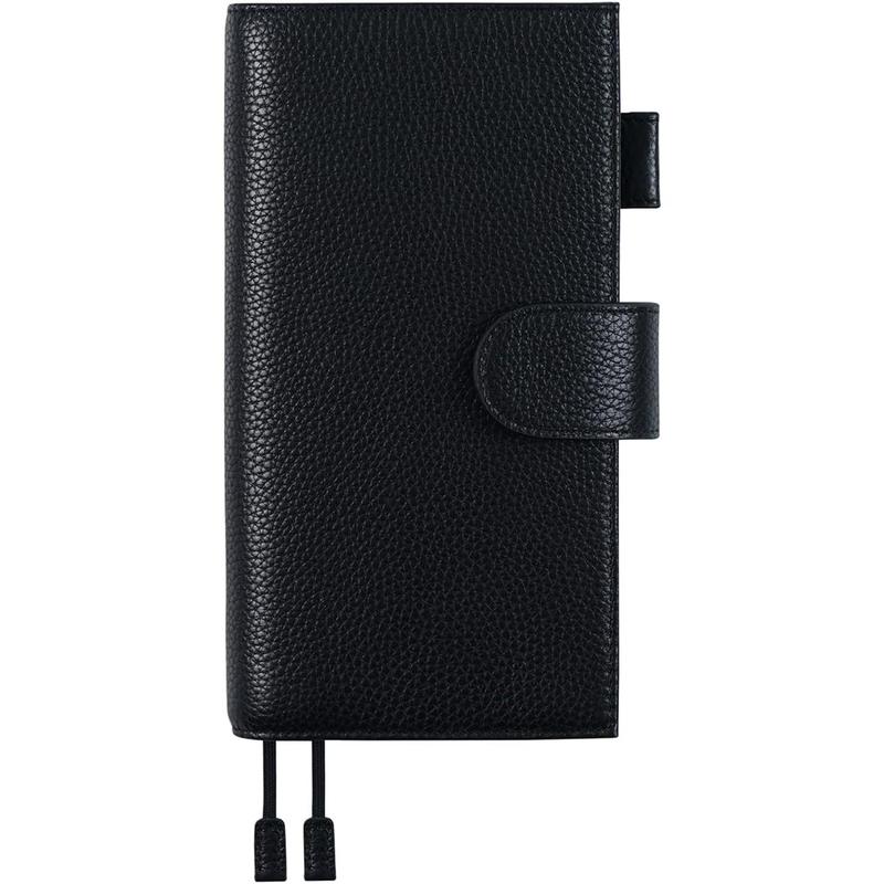 Leather Cover for Hobonichi Weeks - Fits Hobonichi Weeks Weeks Mega, with Back Pocket (Pebbled-Black)