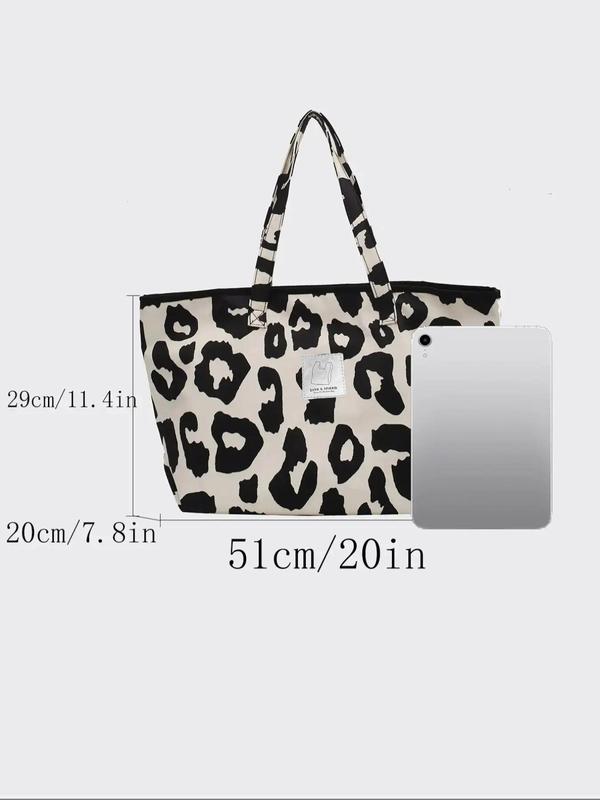 Fashion Leopard Print Tote Bag, Large Capacity Shoulder Bag For Women