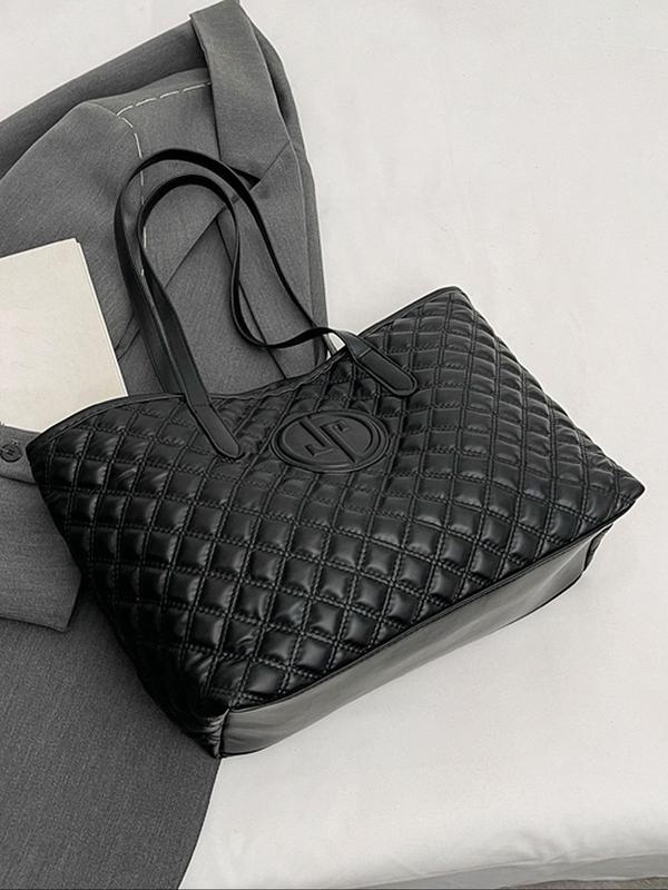 Women's Elegant Quilted Tote Bag, Trendy Retro Large Capacity Shoulder Bag, Chic All-match Tote Bag for Daily & Work Use