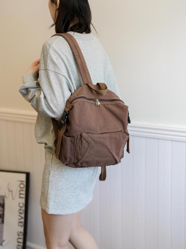 Casual Plain Backpack, Vintage Preppy Backpack, Fashionable Backpack for Women & Men, Trendy Versatile High-quality Daily Commuting Bag School Bag