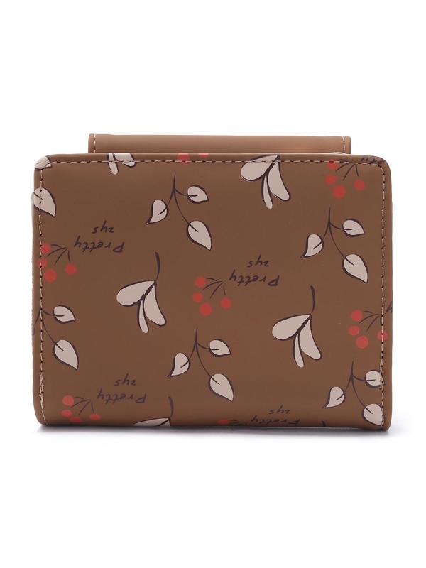 Fashion Floral Pattern Leaf Design Short Wallet, Casual Versatile Zipper Wallet for Women & Girls, Trendy All-match & Exquisite Wallet for Birthday Gift