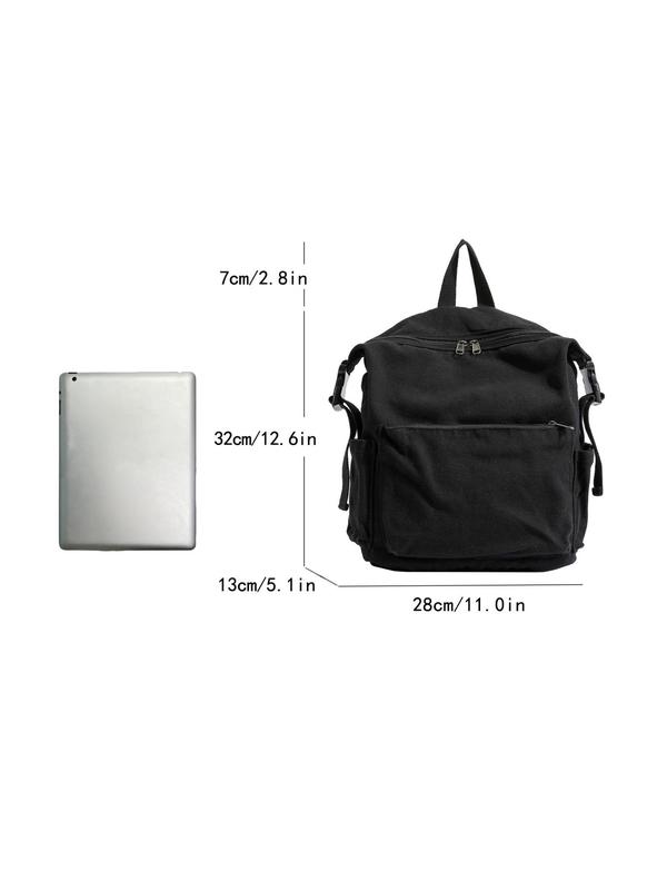 Casual Plain Backpack, Vintage Preppy Backpack, Fashionable Backpack for Women & Men, Trendy Versatile High-quality Daily Commuting Bag School Bag