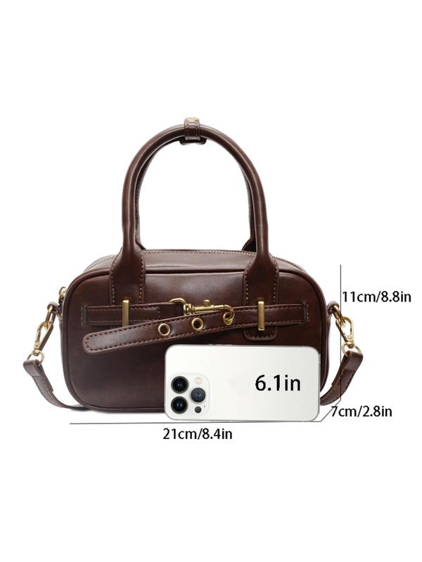 Women's Solid Color Crossbody Bag, Fashionable PU Leather Shoulder Bag for Daily Used, Casual Trendy Versatile High-quality Daily Commuting Bag