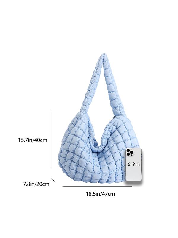 Women's Solid Color Quilted Design Puffer Crossbody Bag, Large Capacity Shoulder Bag for Daily Used, Casual Trendy Versatile High-quality Daily Commuting Bag