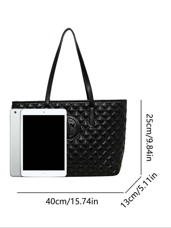 Women's Elegant Quilted Tote Bag, Trendy Retro Large Capacity Shoulder Bag, Chic All-match Tote Bag for Daily & Work Use