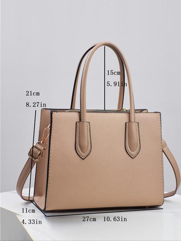 Women's Elegant Solid Color High-Capacity Handbag, Fashionable Pu Leather Crossbody Bag for Daily Used, Casual Trendy Versatile High-quality Daily Commuting Bag