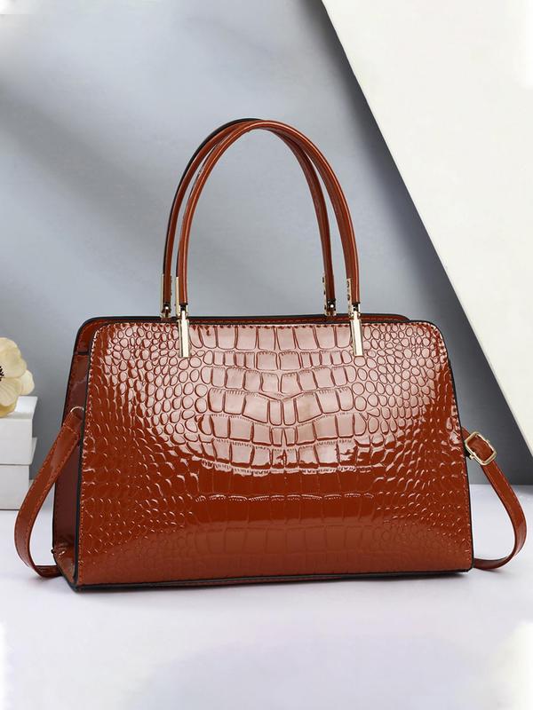 Women's Elegant Geometric Embossed Handbag, Trendy Minimalist Crossbody Bag, Chic All-match Handbag for Daily & Work Use