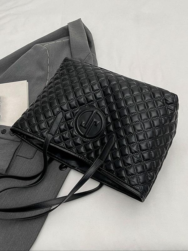 Women's Elegant Quilted Tote Bag, Trendy Retro Large Capacity Shoulder Bag, Chic All-match Tote Bag for Daily & Work Use