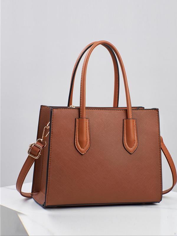 Women's Elegant Solid Color High-Capacity Handbag, Fashionable Pu Leather Crossbody Bag for Daily Used, Casual Trendy Versatile High-quality Daily Commuting Bag