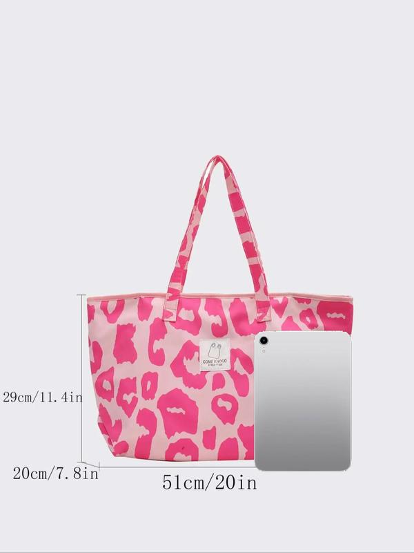 Fashion Leopard Print Tote Bag, Large Capacity Shoulder Bag For Women