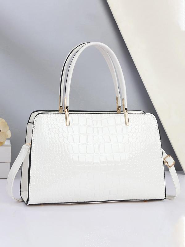 Women's Elegant Geometric Embossed Handbag, Trendy Minimalist Crossbody Bag, Chic All-match Handbag for Daily & Work Use