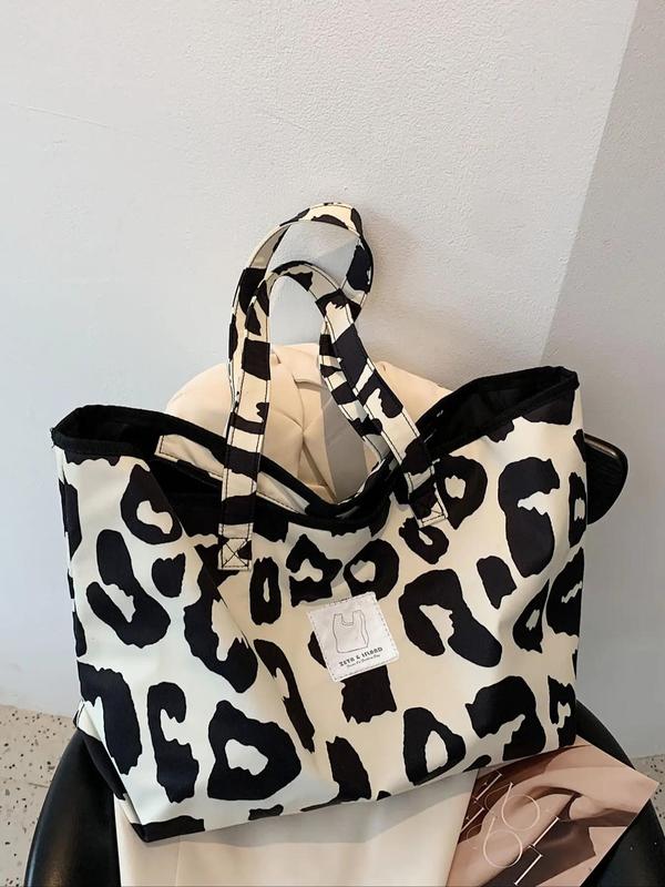 Fashion Leopard Print Tote Bag, Large Capacity Shoulder Bag For Women