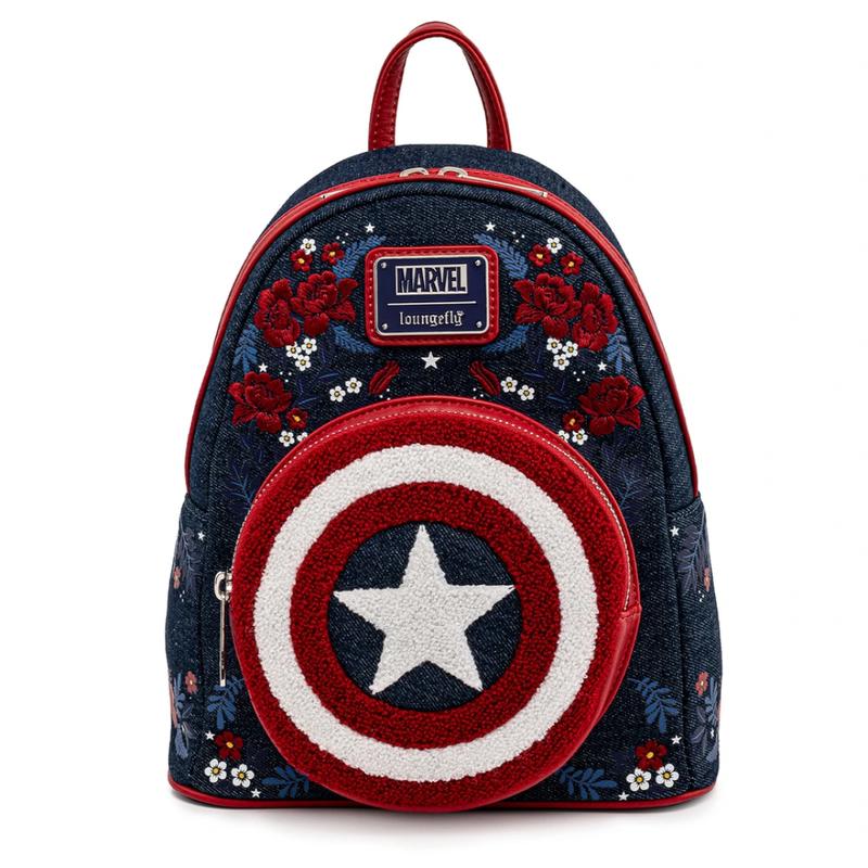 Marvel Captain America 80th Anniversary Floral Shield Mini Backpack