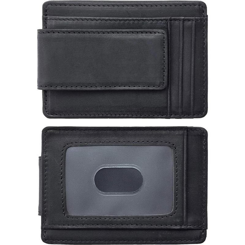 Genuine Leather Front Pocket Money Clip Wallet