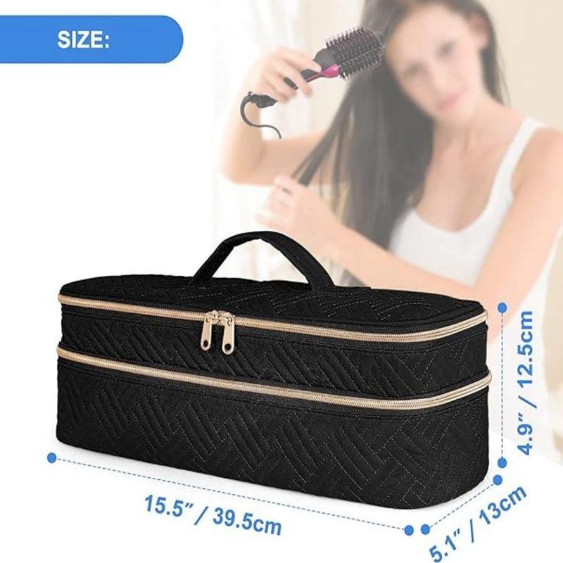 Hair Styling Tool Set Storage Bag, 1 Count Portable Double Layer Hair Brush Holder, Pouch Organizer, Storage Tote, Travel Carrying Case for Hair Brush Styler