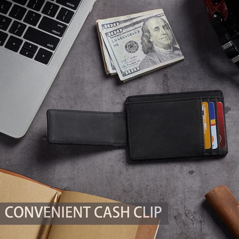 Genuine Leather Front Pocket Money Clip Wallet