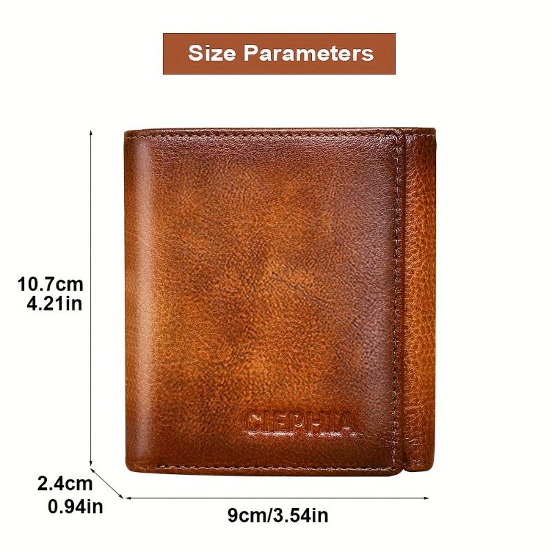 Premium Mens Genuine First Layer Cowhide Leather Wallet - RFID Blocking, Bifold Trifold Design, Vintage Style with Multi-Function Credit Card Holder & Money Clip - The Perfect Stylish and Secure Accessory for Him