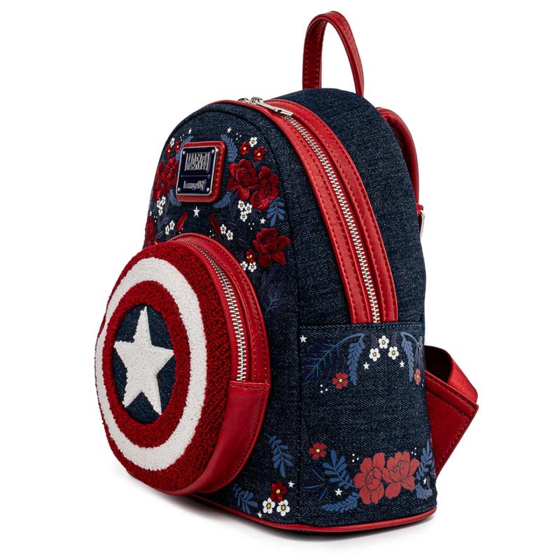 Marvel Captain America 80th Anniversary Floral Shield Mini Backpack