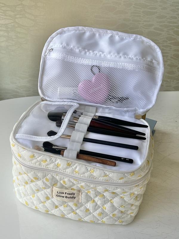 Layered Travel Makeup Bag Set - 3 Pieces, Includes 1 Large Double-Layer Cosmetic Bag, 1 Medium, and 1 Small Size; Organizer for Travel-Size Accessories, Bottles, Brushes, and Skincare Products