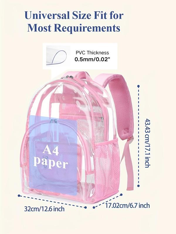 Clear Transparent Pvc Backpack, 2024 Large Capacity Backpack, Duty Transparent Backpack for Back To School, Work, Travel, Unisex