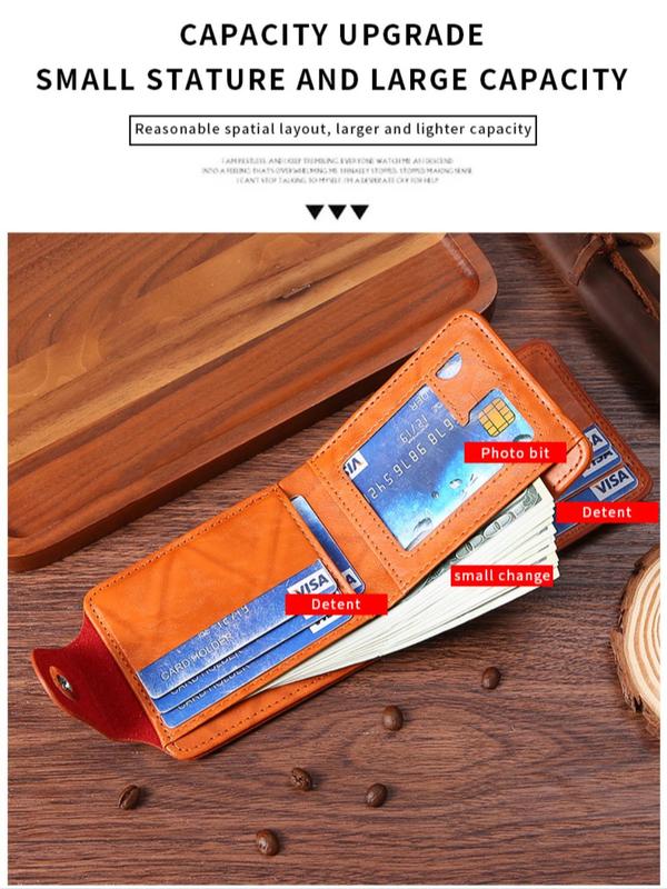 Men's Western Style American Cash Pattern Pu Leather Wallet, Foldable Wallet, Casual Multi Card Slot Card Holder for Men, Trendy All-match Wallet for Daily Use