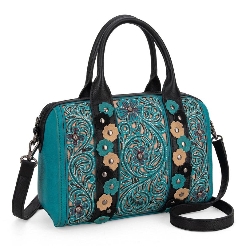 Montana West [MegaGift] Embroidered Floral Crossbody Bag Satchel Handbag for camping Outing