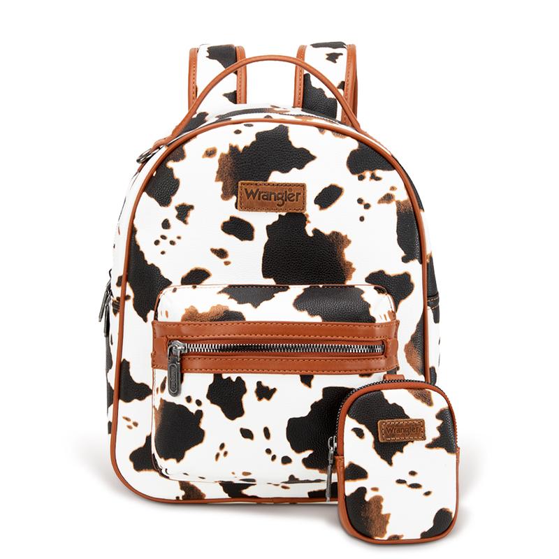 Wrangler 2024 Fall Fashion Moo Moo Cow Print Backpack Lightweight Casual with Change Purse